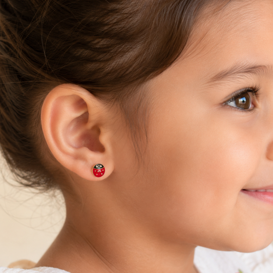 Kids Ladybug Diamond Earrings