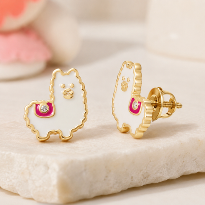 Kids Llama Diamond Earrings