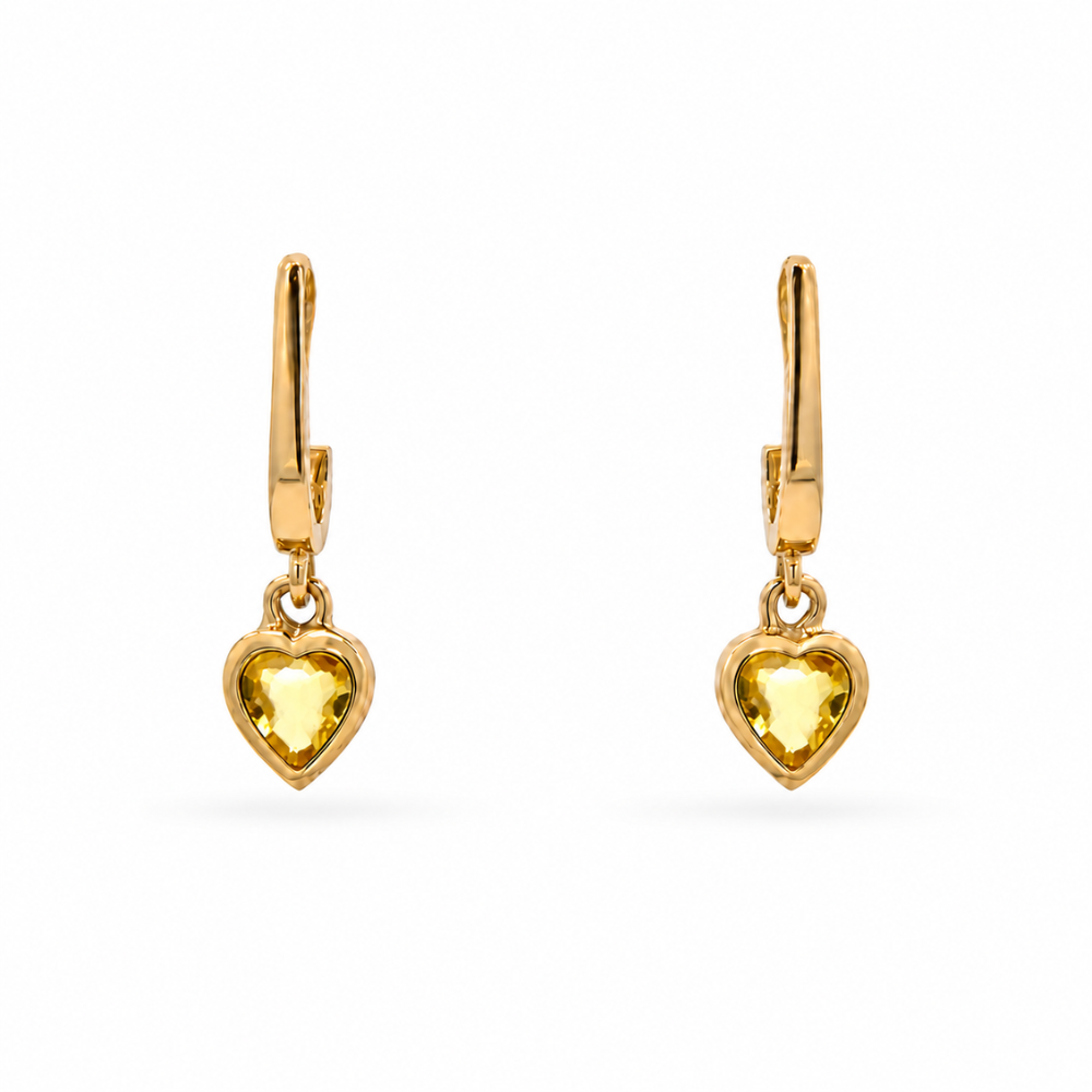 Kids Heart Yellow Sapphire Earrings
