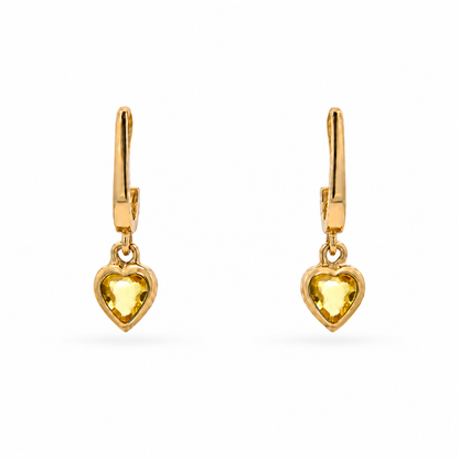 Kids Heart Yellow Sapphire Earrings