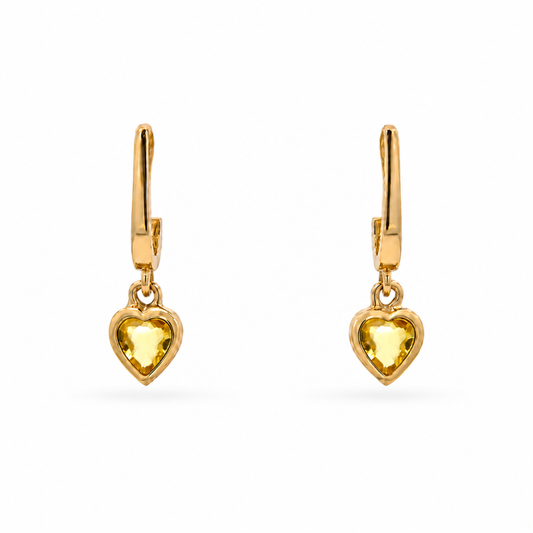 Kids Heart Yellow Sapphire Earrings