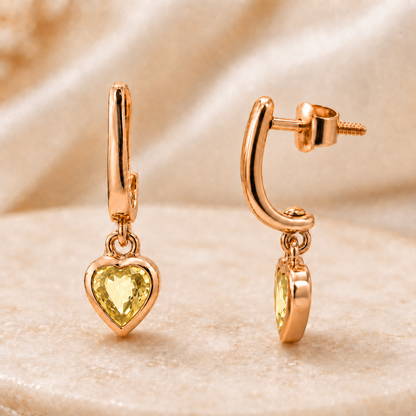 Kids Heart Yellow Sapphire Earrings