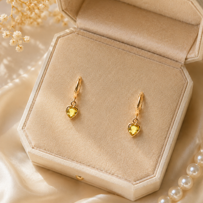 Kids Heart Yellow Sapphire Earrings