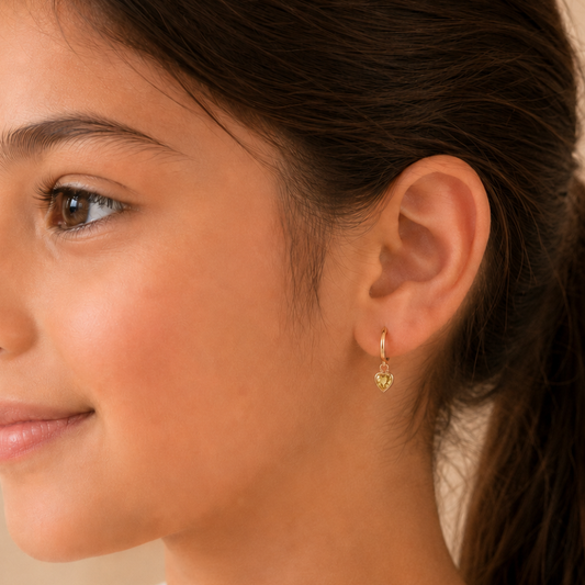 Kids Heart Yellow Sapphire Earrings