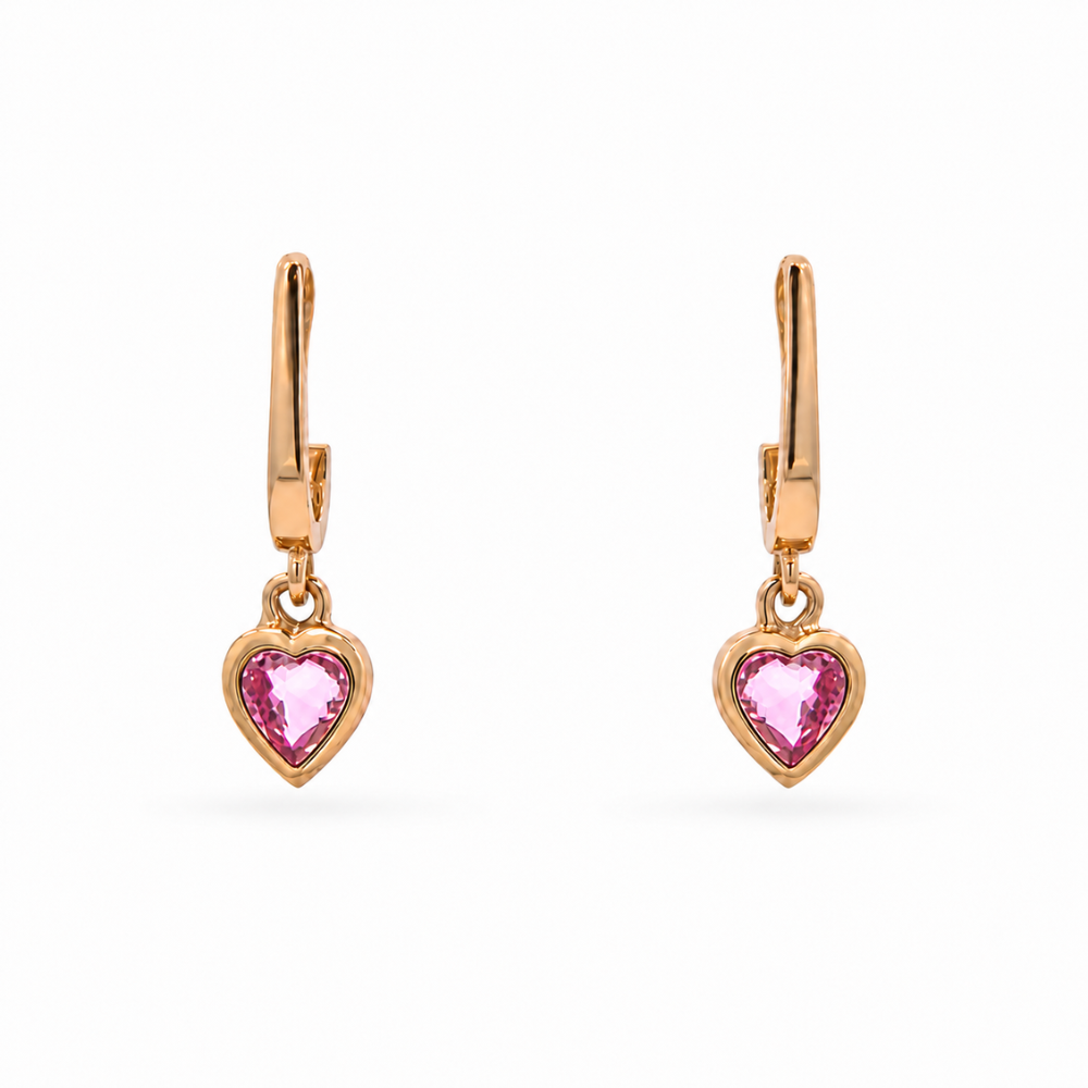 Kids Heart Pink Sapphire Earrings
