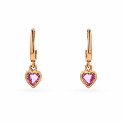 Kids Heart Pink Sapphire Earrings