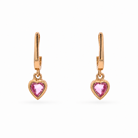 Kids Heart Pink Sapphire Earrings