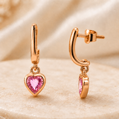Kids Heart Pink Sapphire Earrings