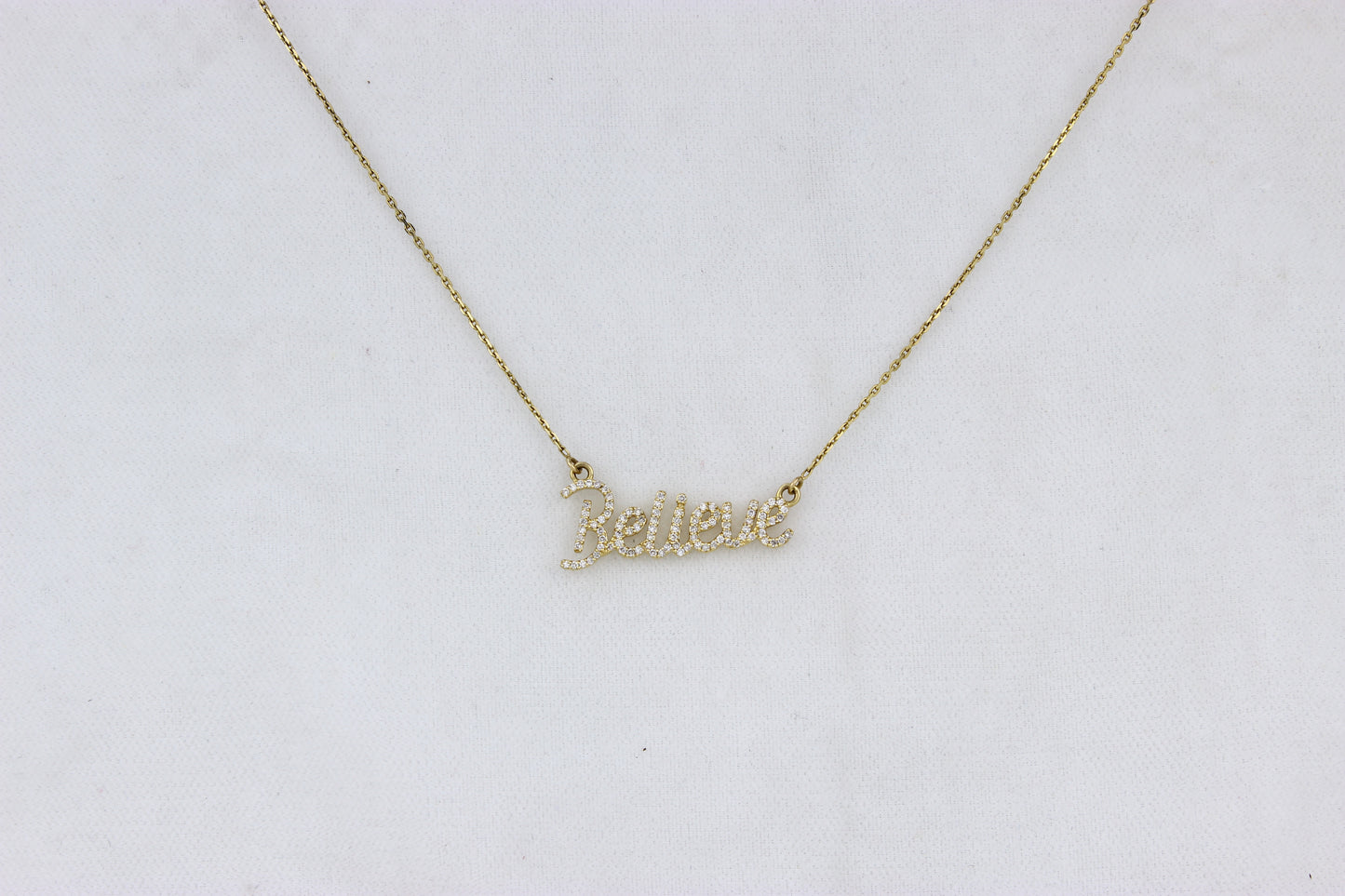 Believe Script Diamond Necklace — SJKJP538