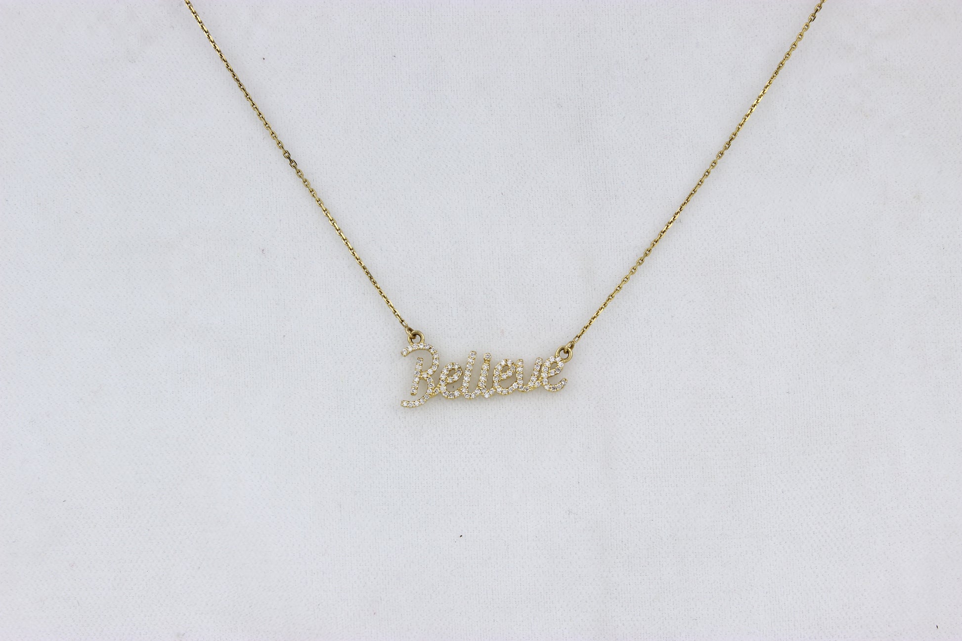 Believe Script Diamond Necklace — SJKJP538