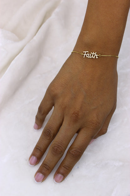 Faith Script Diamond Bracelet — SJKJP534
