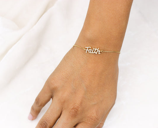 Faith Script Diamond Bracelet — SJKJP534