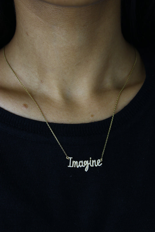 Imagine Script Diamond Necklace — SJKJP532