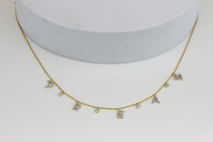 Dangle Dream Letter Diamond Necklace — CNDREAM01