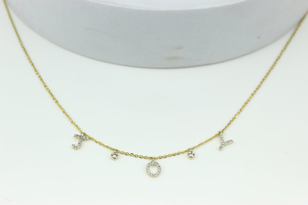 Dangle Joy Letter Diamond Necklace — CNJOY01