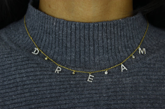 Dangle Dream Letter Diamond Necklace — CNDREAM01