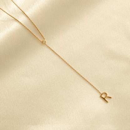 Bezel Diamond Initial Drop Lariat Necklace - ipd2034xipd2035xipd2068x2065