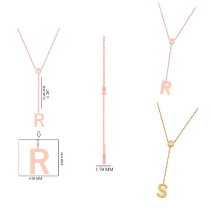Bezel Diamond Initial Drop Lariat Necklace - ipd2034xipd2035xipd2068x2065