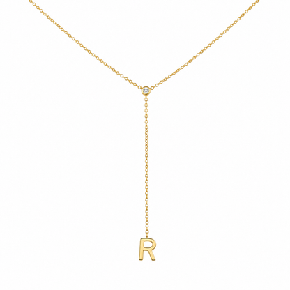 Bezel Diamond Initial Drop Lariat Necklace - ipd2034xipd2035xipd2068x2065