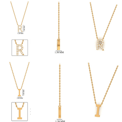 Two Initial Diamond Charm Necklace - IPD2046X2054