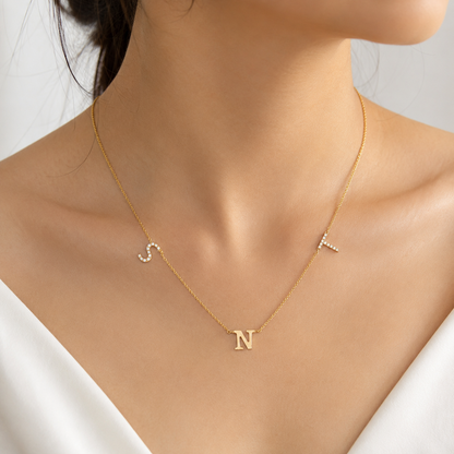Personalized Initials Diamond Necklace - IPD2047X2050X2048