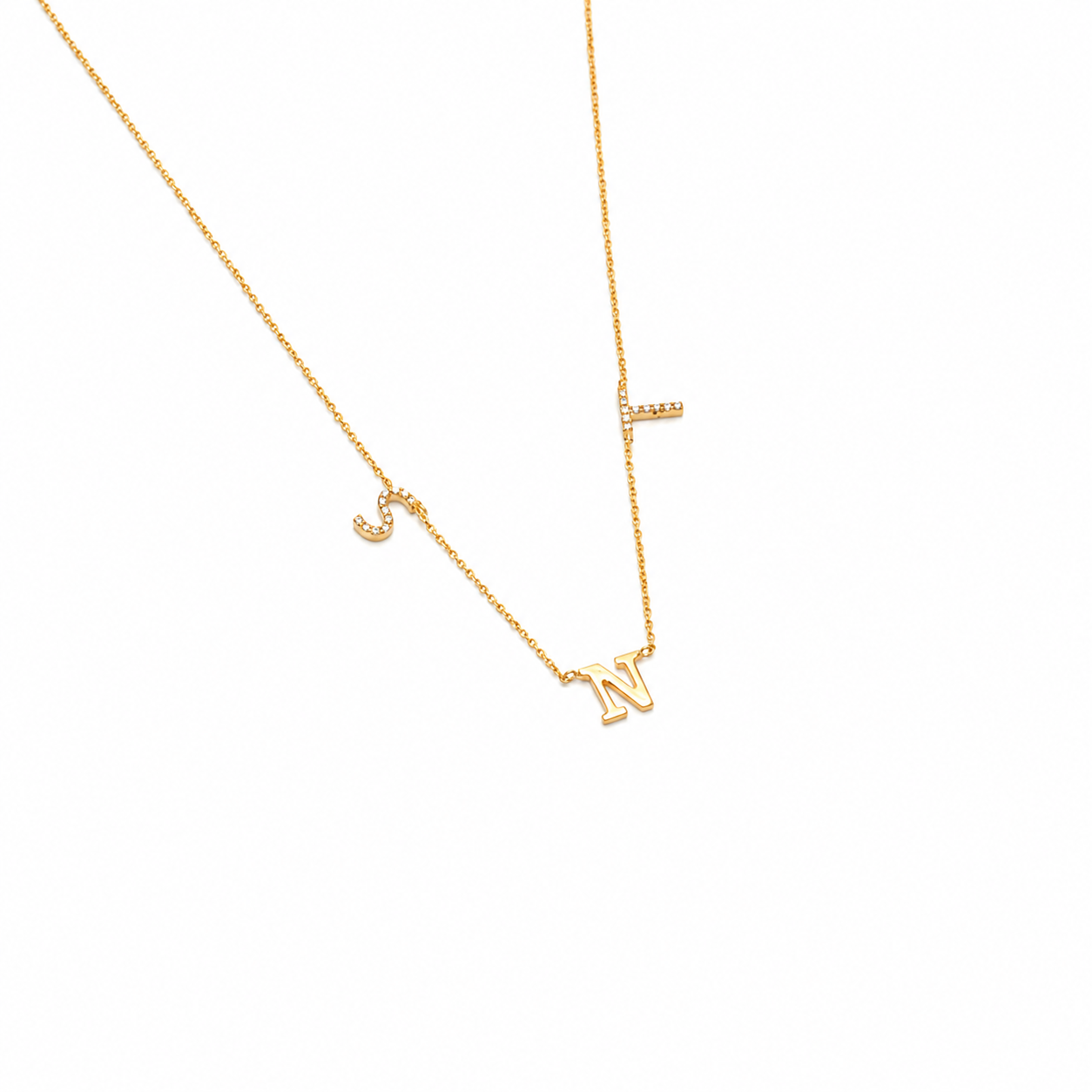 Personalized Initials Diamond Necklace - IPD2047X2050X2048