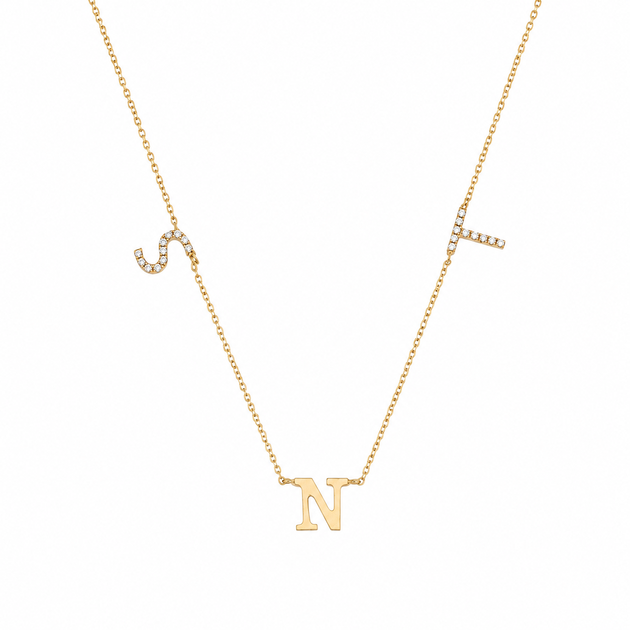 Personalized Initials Diamond Necklace - IPD2047X2050X2048