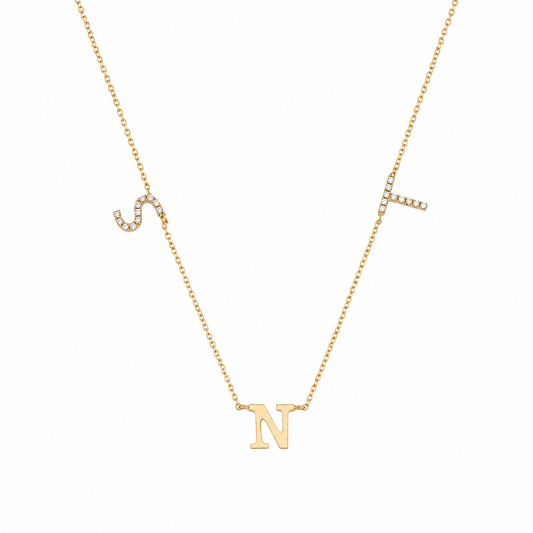 Personalized Initials Diamond Necklace - IPD2047X2050X2048