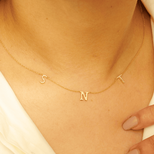 Personalized Initials Diamond Necklace - IPD2047X2050X2048
