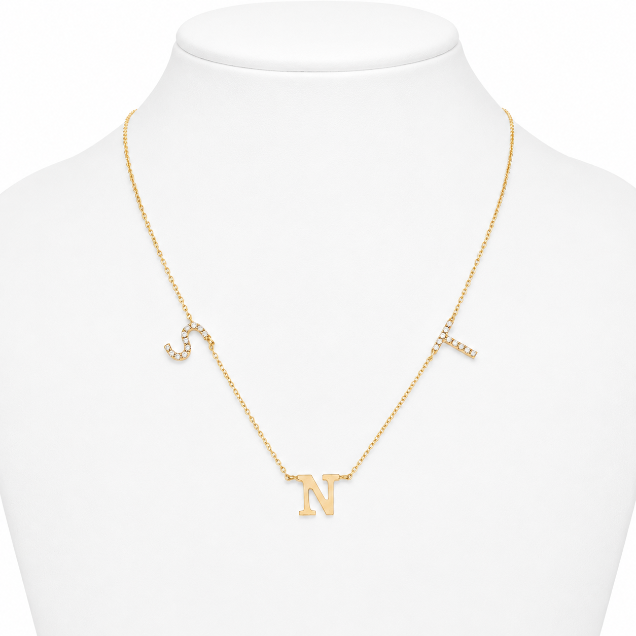 Personalized Initials Diamond Necklace - IPD2047X2050X2048