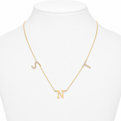 Personalized Initials Diamond Necklace - IPD2047X2050X2048