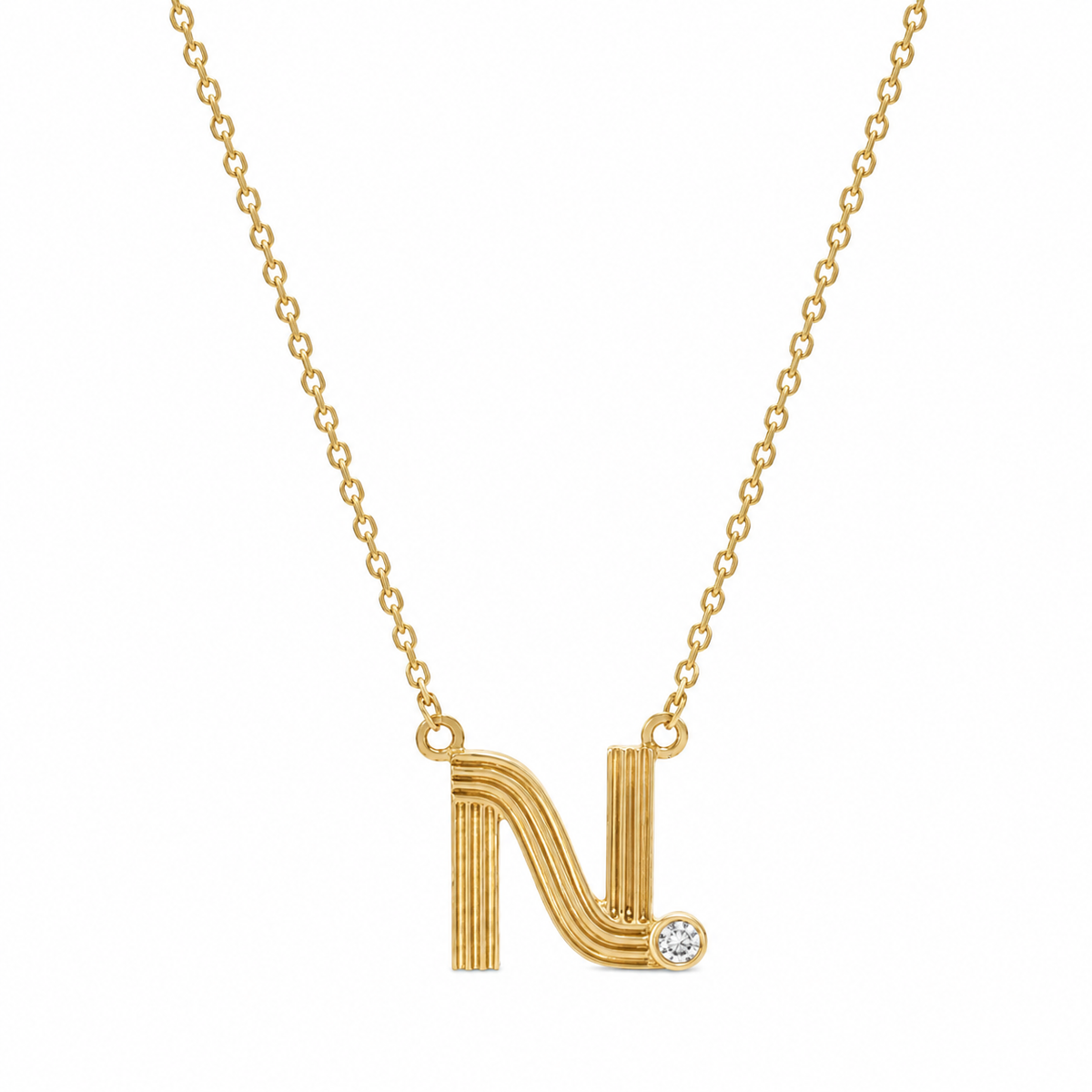 Ribbed Initial Diamond Necklace - IPD2096xilbr2043
