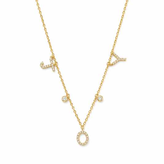 Dangle Joy Letter Diamond Necklace
