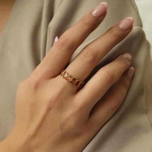 Oval Garnet Band Ring