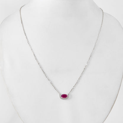 Oval Ruby Diamond Crescent Necklace