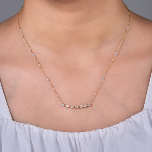 Multi-Shape Fancy Diamond Bar Necklace - N5051