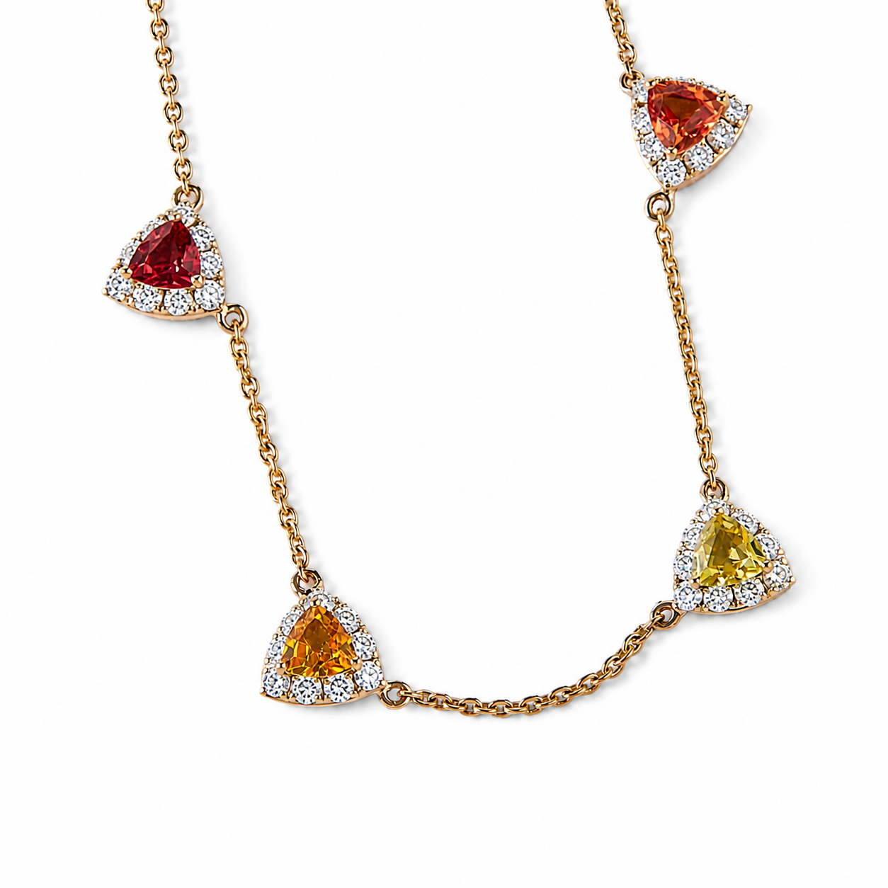 Rainbow Sapphire Diamond Station Necklace - N5069