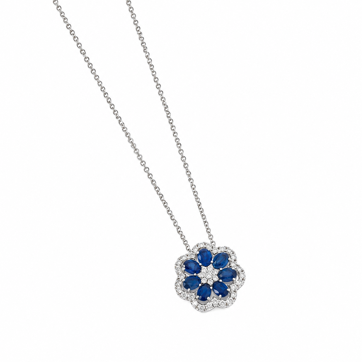Sapphire Flower Pendant Necklace - N5120