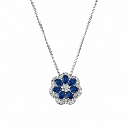 Sapphire Flower Pendant Necklace - N5120