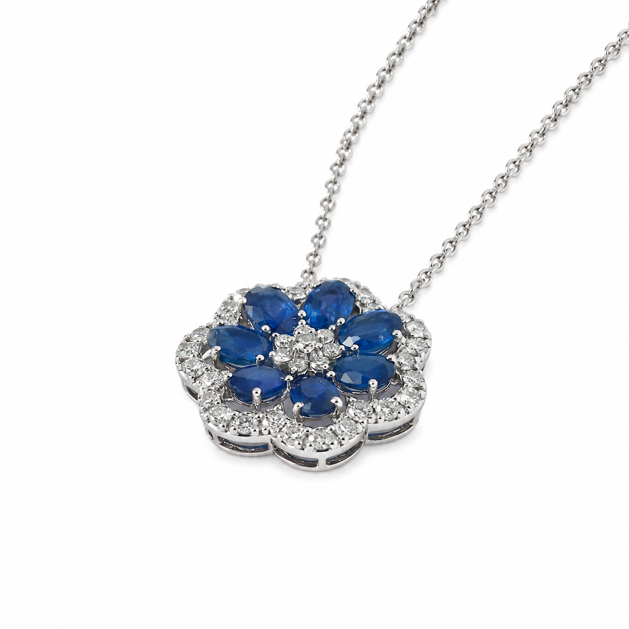 Sapphire Flower Pendant Necklace - N5120