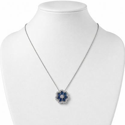 Sapphire Flower Pendant Necklace - N5120