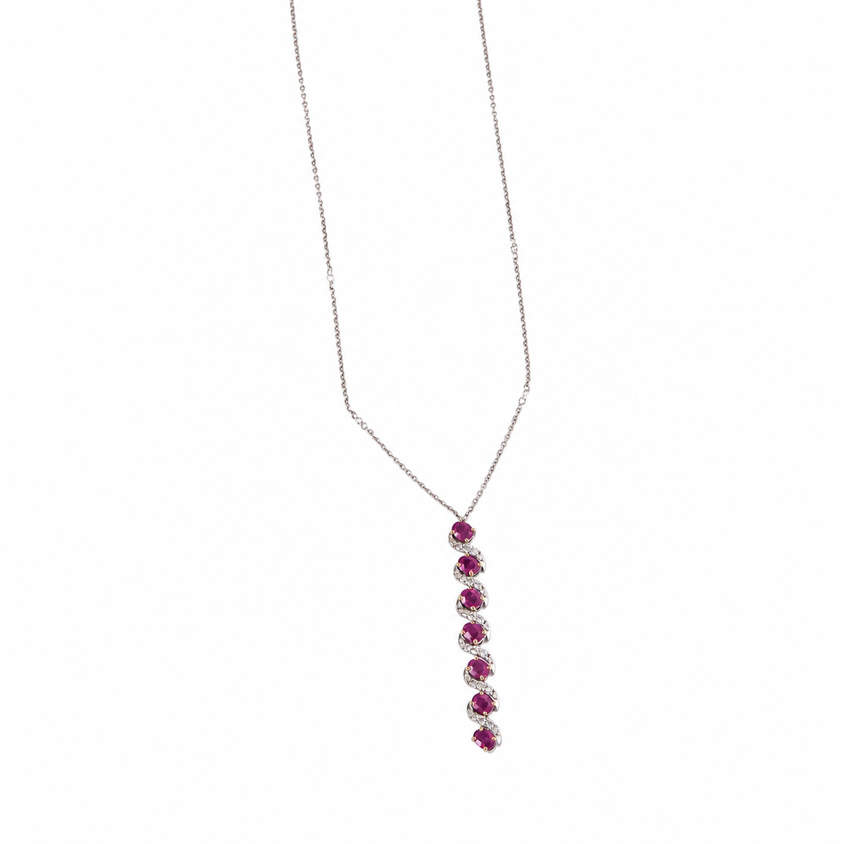 Vertical Ruby Natural Diamond Necklace