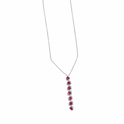 Vertical Ruby Natural Diamond Necklace