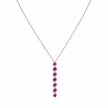Vertical Ruby Natural Diamond Necklace