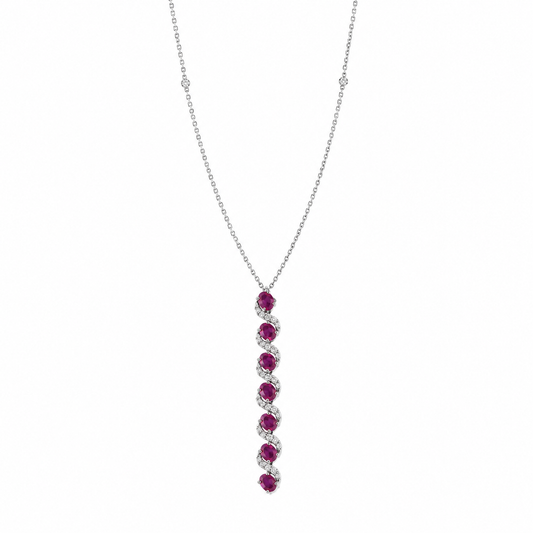 Vertical Ruby Natural Diamond Necklace - N5132