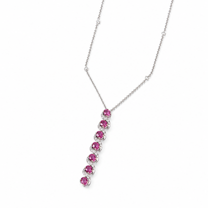 Vertical Ruby Natural Diamond Necklace - N5132