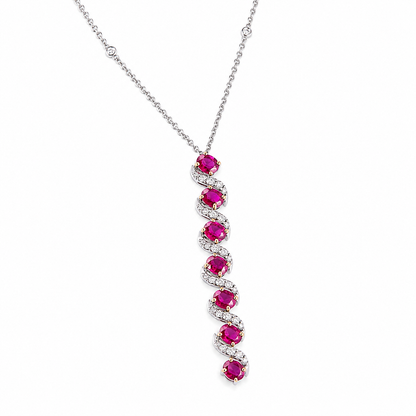 Vertical Ruby Natural Diamond Necklace - N5132