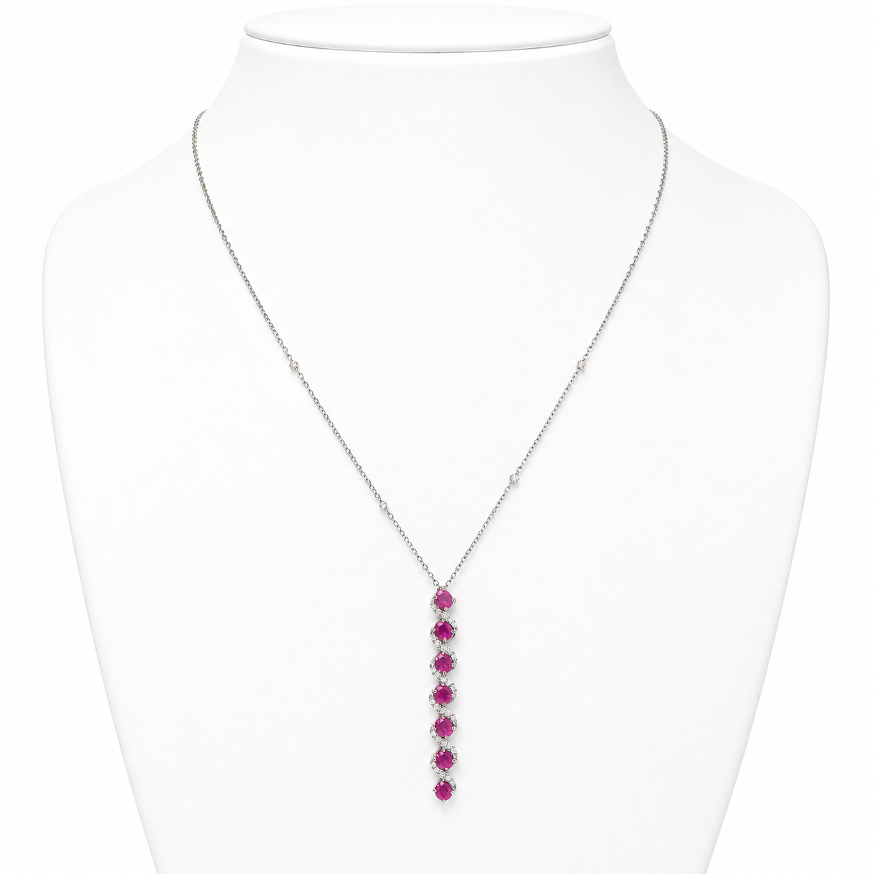 Vertical Ruby Natural Diamond Necklace - N5132