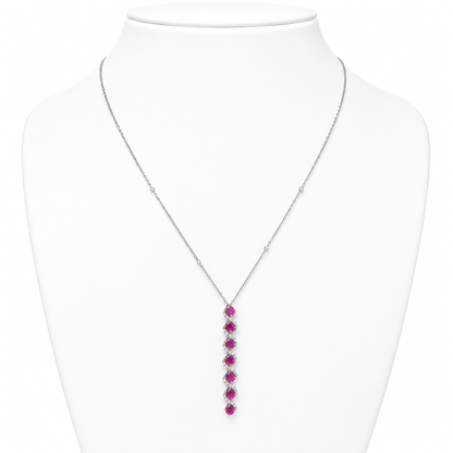 Vertical Ruby Natural Diamond Necklace - N5132