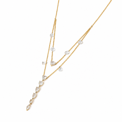 Rose-Cut Natural Diamond Lariat Necklace in Solid Gold - N5138